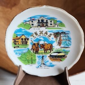 Vintage Mini Texas Souvenir Plate, Teacup and Stand